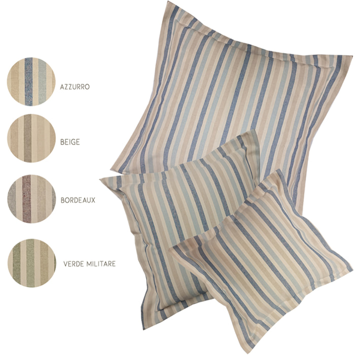 Coppia cuscini arredo riga rosso fodera 100% cotone riciclato imbottitura 100% polistere