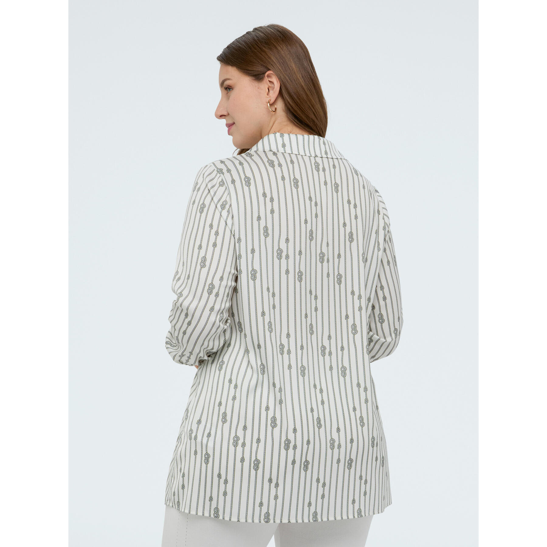 Fiorella Rubino - Camicia fantasia a righe con nodi - Bianco