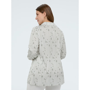 Fiorella Rubino - Camicia fantasia a righe con nodi - Bianco