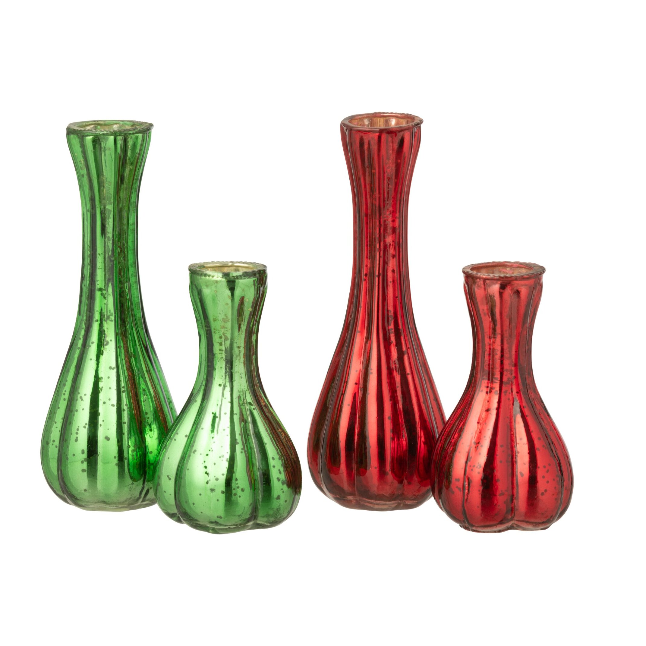 J-Line vase Soli - verre - rouge/vert - large - 2 pcs