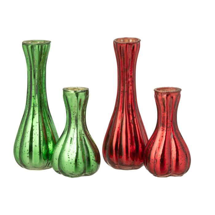 J-Line vase Soli - verre - rouge/vert - large - 2 pcs