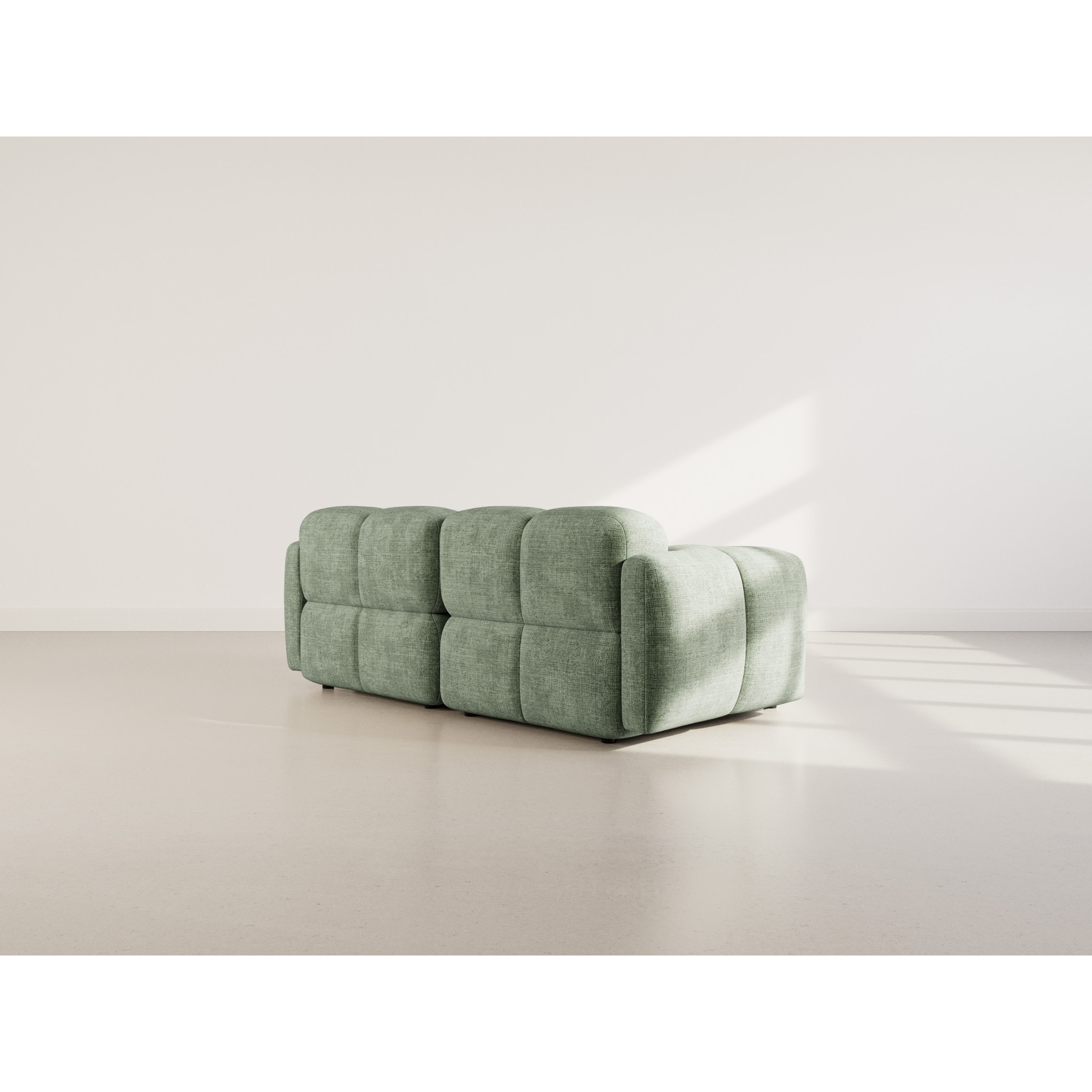 Grace - canapé modulable 2 places en velours texturé - Vert sauge