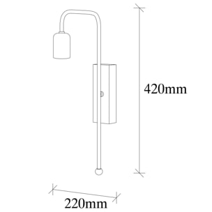 Aplique de pared, metal , negro, 6x22x42, casquillo E 27 Max 40 W