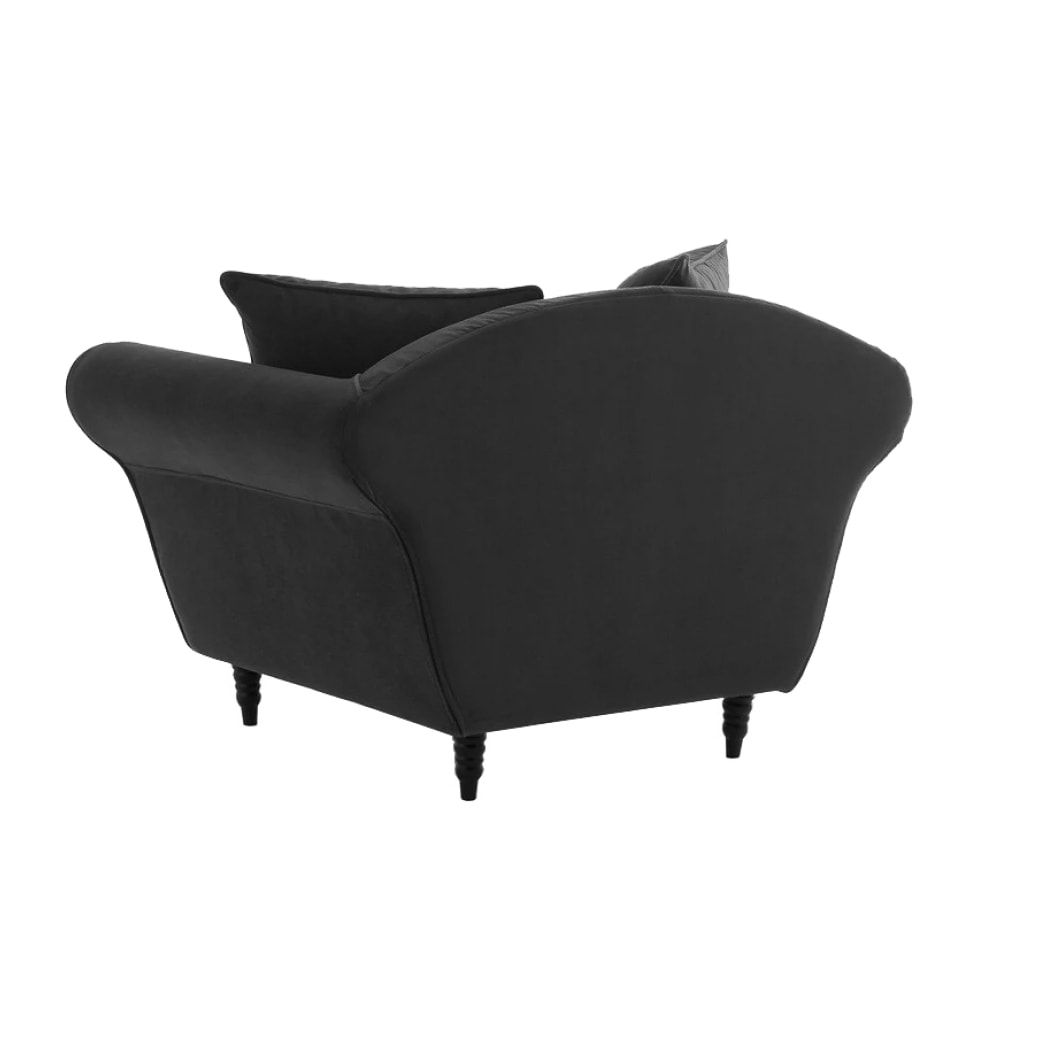 Fauteuil XL ALBA 130 cm velours Noir - 100% déhoussable - Fab. France