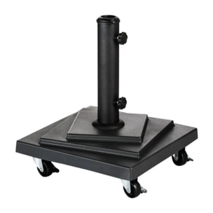 Pied de parasol carré à roulettes Noir