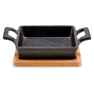 DAM VASSOIO GHISA QUADRATO PEQ BAND BAMBOO 14*19*5 cm 19x14x5 Cm. Colore nero