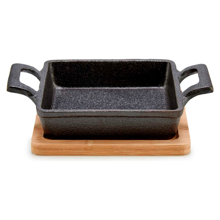 DAM VASSOIO GHISA QUADRATO PEQ BAND BAMBOO 14*19*5 cm 19x14x5 Cm. Colore nero