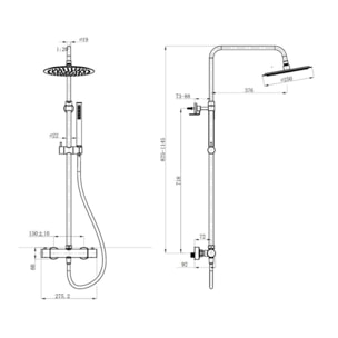 Aurum colonne de douche avec mitigeur thermostatique + douchette 2 jets + douche de tête, or rose brossé (SATSSTKAURBRG)