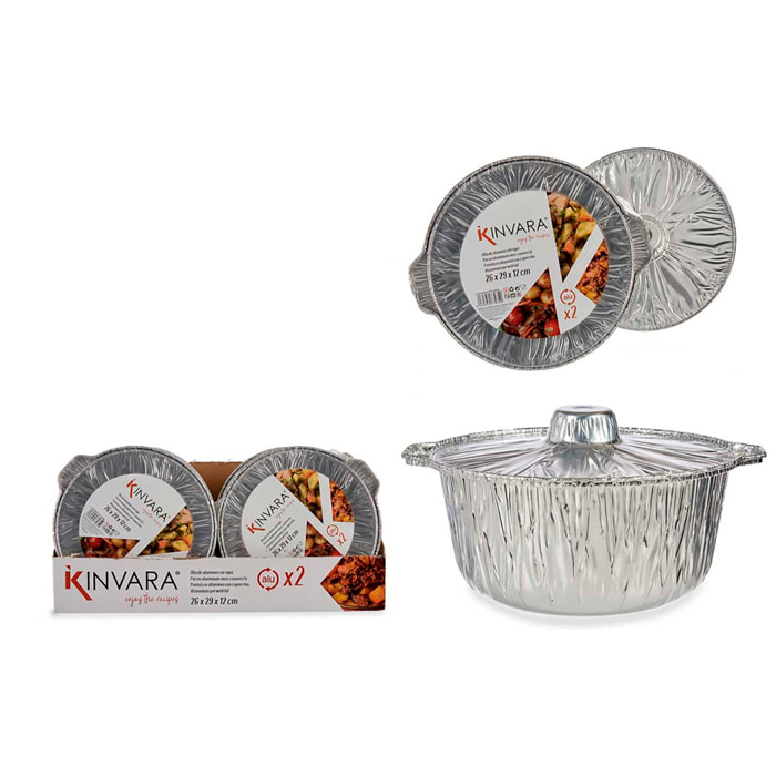 SET 2 PENTOLE IN ALLUMINIO CON COPERCHIO MEDIO