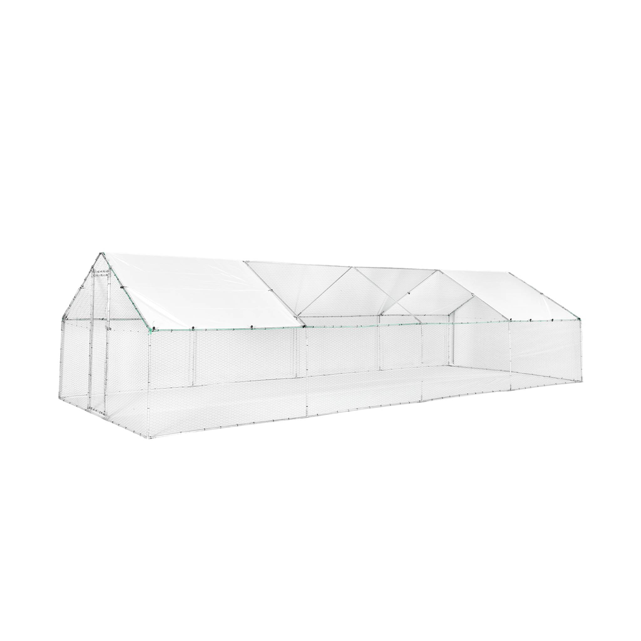 Enclos pour poulailler et volière 24m² acier galvanisé gris et vert. plusieurs dimensions - Babette