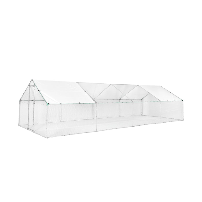 Enclos pour poulailler et volière 24m² acier galvanisé gris et vert. plusieurs dimensions - Babette