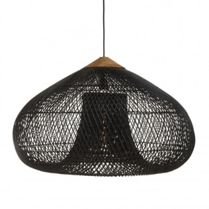 ALIDA - Suspension 'entonnoir' 80x80cm rotin couleur noire/teck