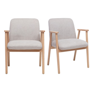 Chaises en tissu effet velours texturé beige et bois clair (lot de 2) KITTY