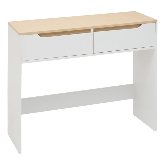 Console Luma rectangulaire 34x100cm 2 tiroirs blanc