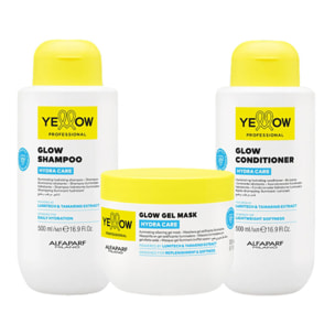 ALFAPARF Yellow Kit Hydra Care Glow Shampoo 500ml + Mask 300ml + Conditioner 500ml