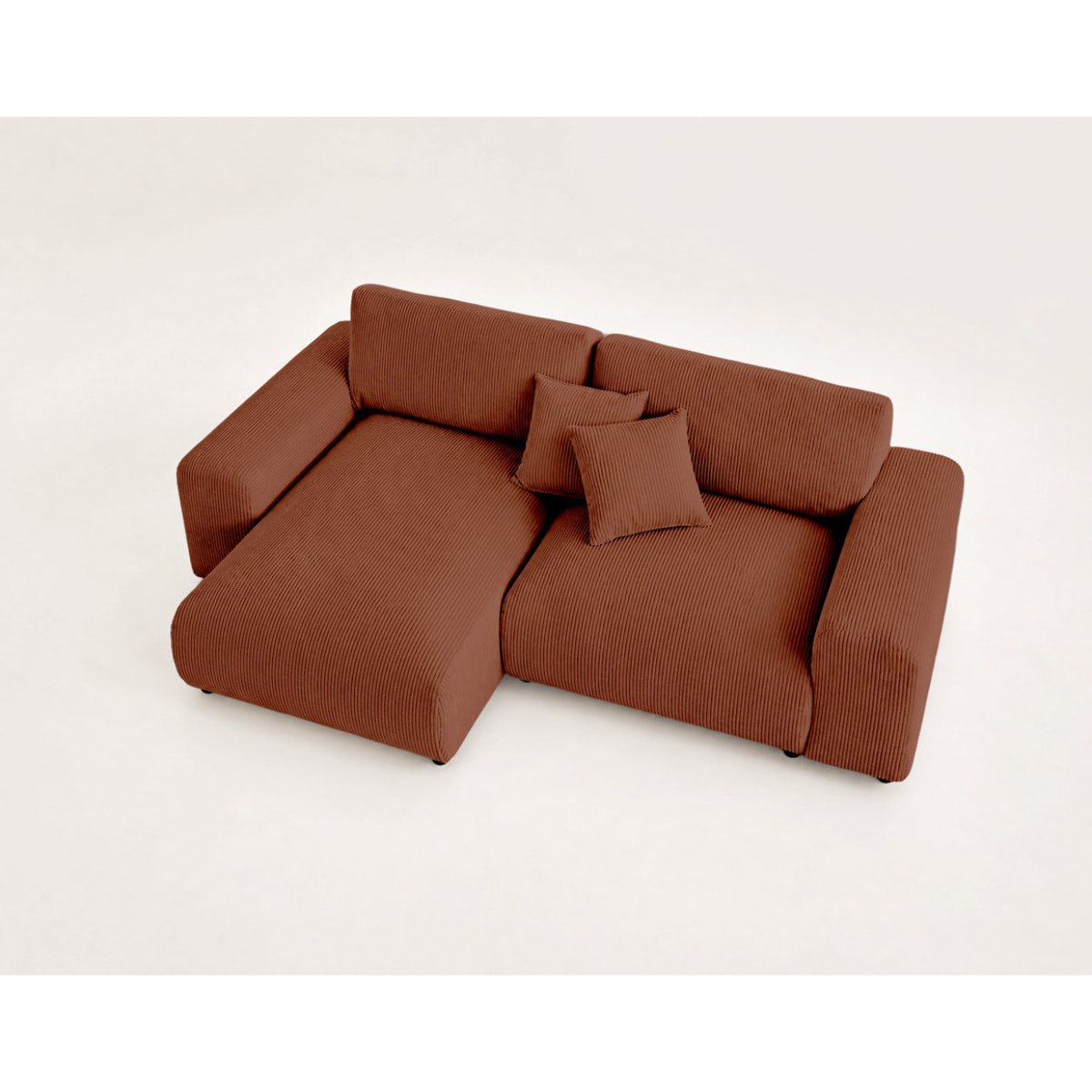 Garance - canapé d'angle réversible - 4 places - en velours côtelé - Terracotta