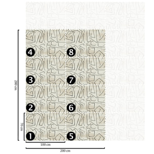 Carta da Parati Beige Graffiti con Strisce Nere Astratta