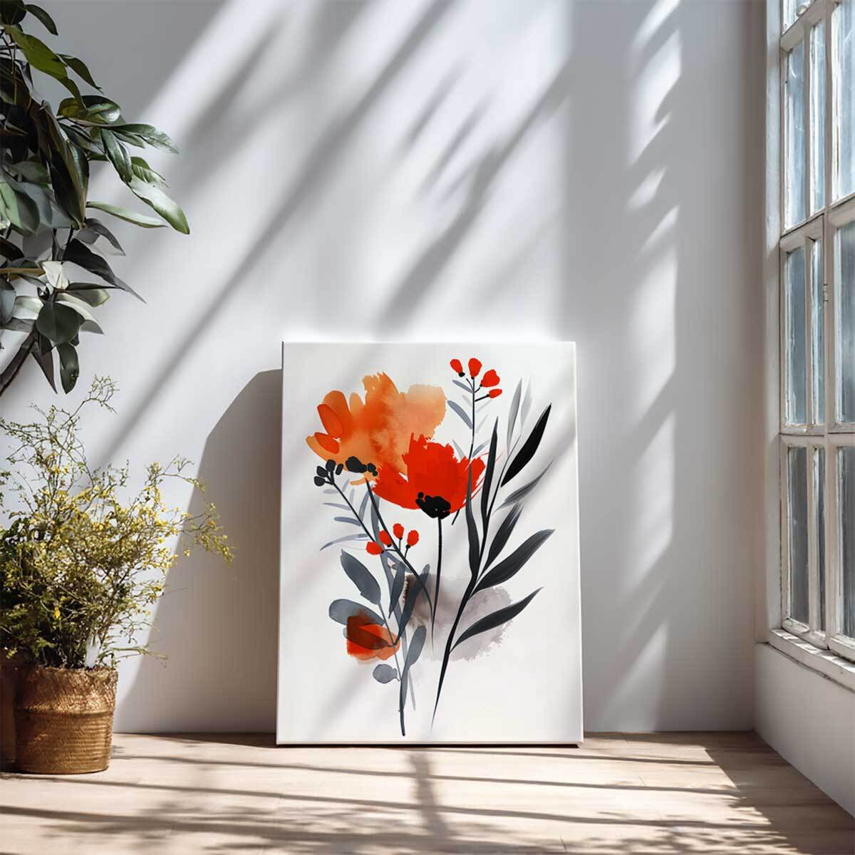 Tableau fleurs aquarelle éclatantes Toile imprimée