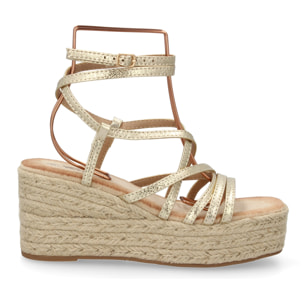 Sandalias de cuña de yute para mujer, diseño comodo y moderno con tiras cruzadas