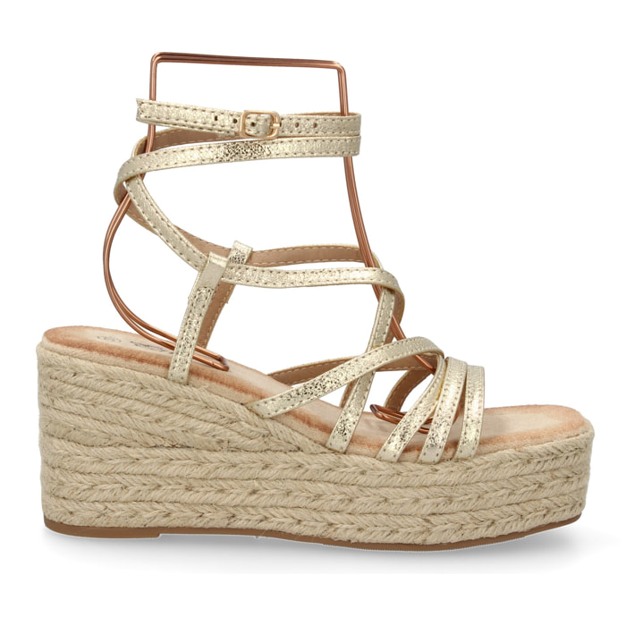 Sandalias de cuña de yute para mujer, diseño comodo y moderno con tiras cruzadas