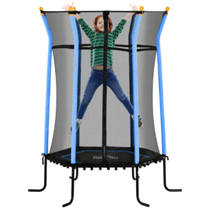 Cama Elástica Infantil de Jardín Ø163,5 cm Trampolín para Niños de +3 Años con Red de Seguridad y Marco de Acero para Interior Exterior Carga 50 kg Negro y Azul