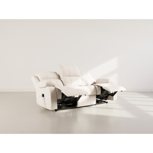 Armand - Canapé 3 places relax électrique en velours côtelé - Beige