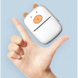 DAM Mini impresora térmica Bluetooth portátil, forma de osito, compatible con Android e iOS. 200dpi. 8,5x4,2x11,5 Cm. Color: Blanco