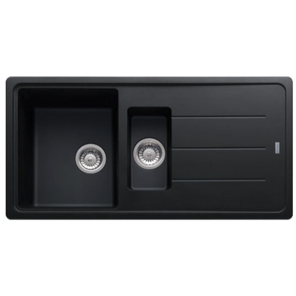 Basis BFG 651 Evier 97x50cm avec vide sauce et égouttoir réversible, Fragranit +, Onyx (BFG651ON)