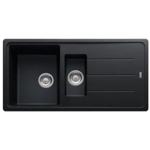 Basis BFG 651 Evier 97x50cm avec vide sauce et égouttoir réversible, Fragranit +, Onyx (BFG651ON)