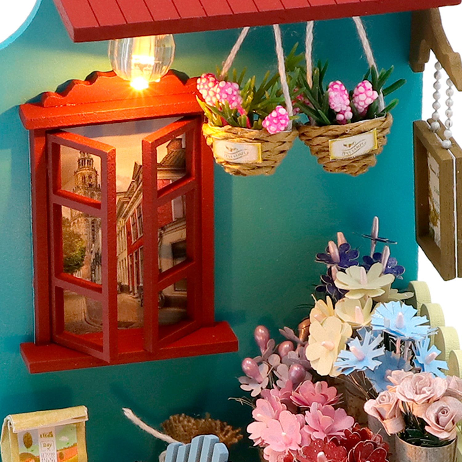 Recogiendo la luz entre las flores. Maqueta 3D realista con gran detalle y luces led.