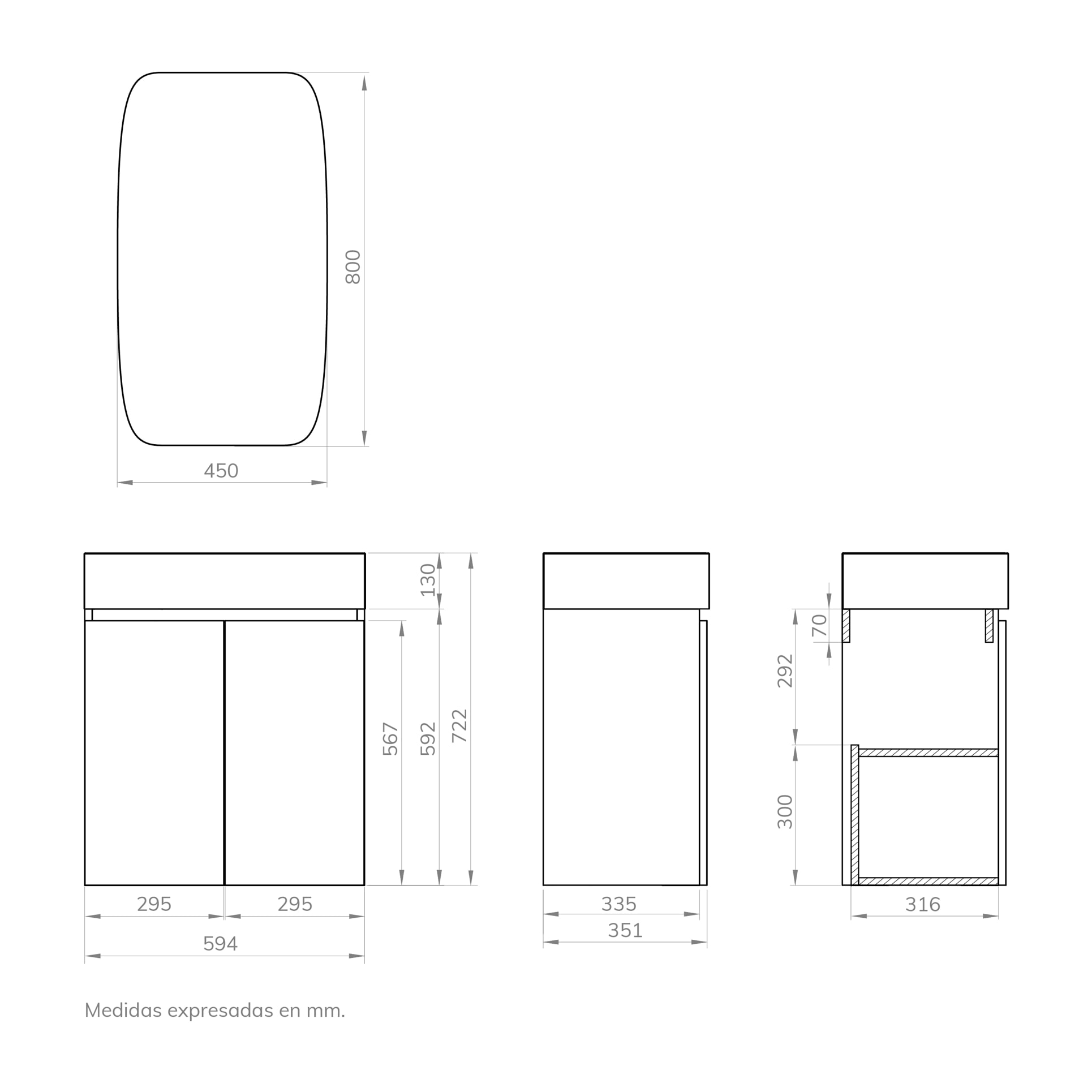 Ensemble de salle de bain MIKI 60, Alday, Blanc Mat