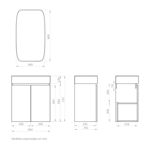 Ensemble de salle de bain MIKI 60, Alday, Blanc Mat