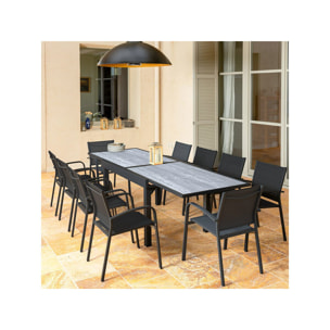 Table jardin en aluminium extensible "Lagos" - 200/320 x 105 x 76 cm - Gris