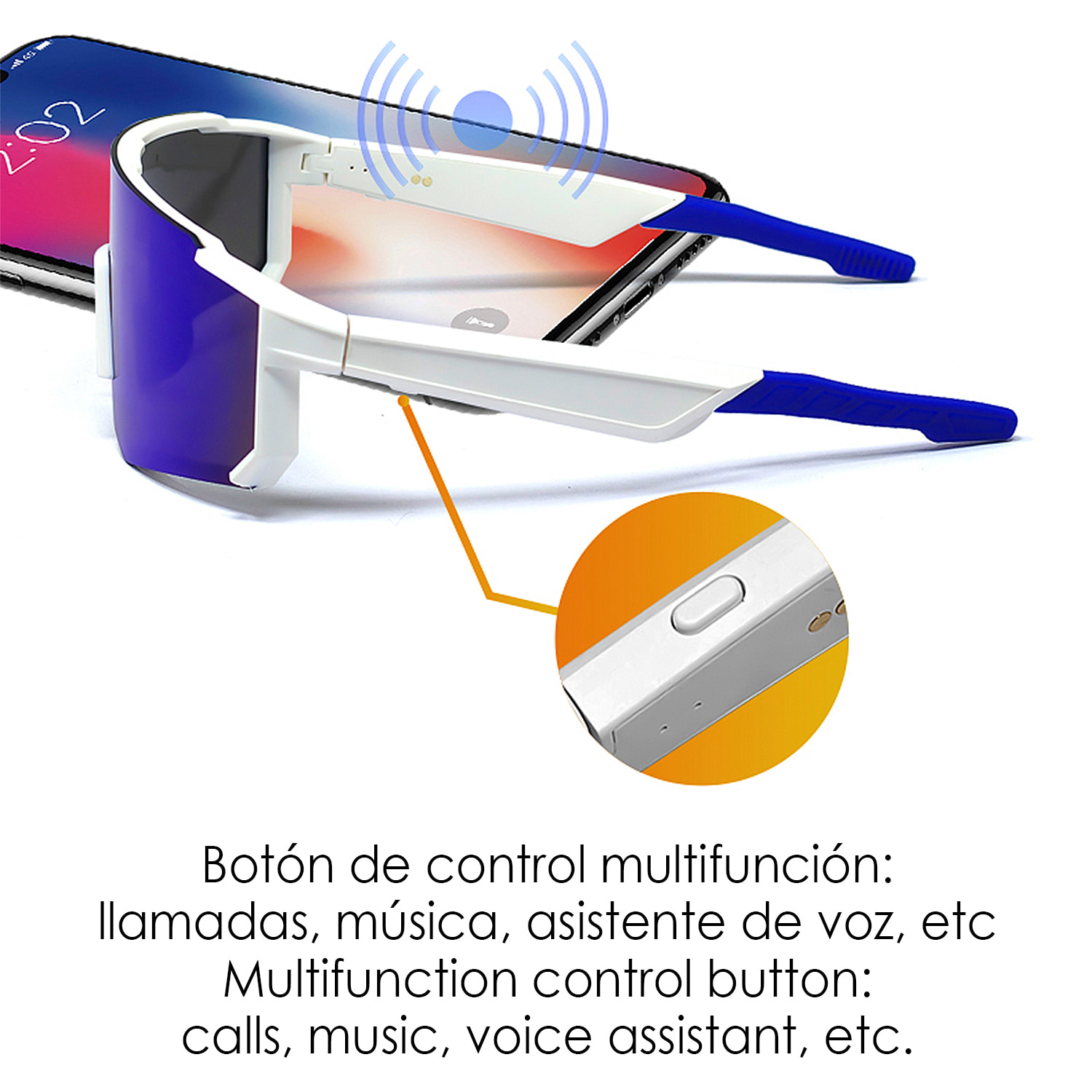 Occhiali sportivi intelligenti QY PRO 1. Assistente vocale intelligente, traduzione in tempo reale di oltre 100 lingue, controllo della musica/chiamate e lenti fotocromatiche UV400.