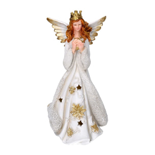 Angelo in resina oro con led cm14,5x14,5h31