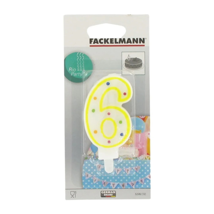 Bougie anniversaire chiffre 6 Fackelmann Rio Party
