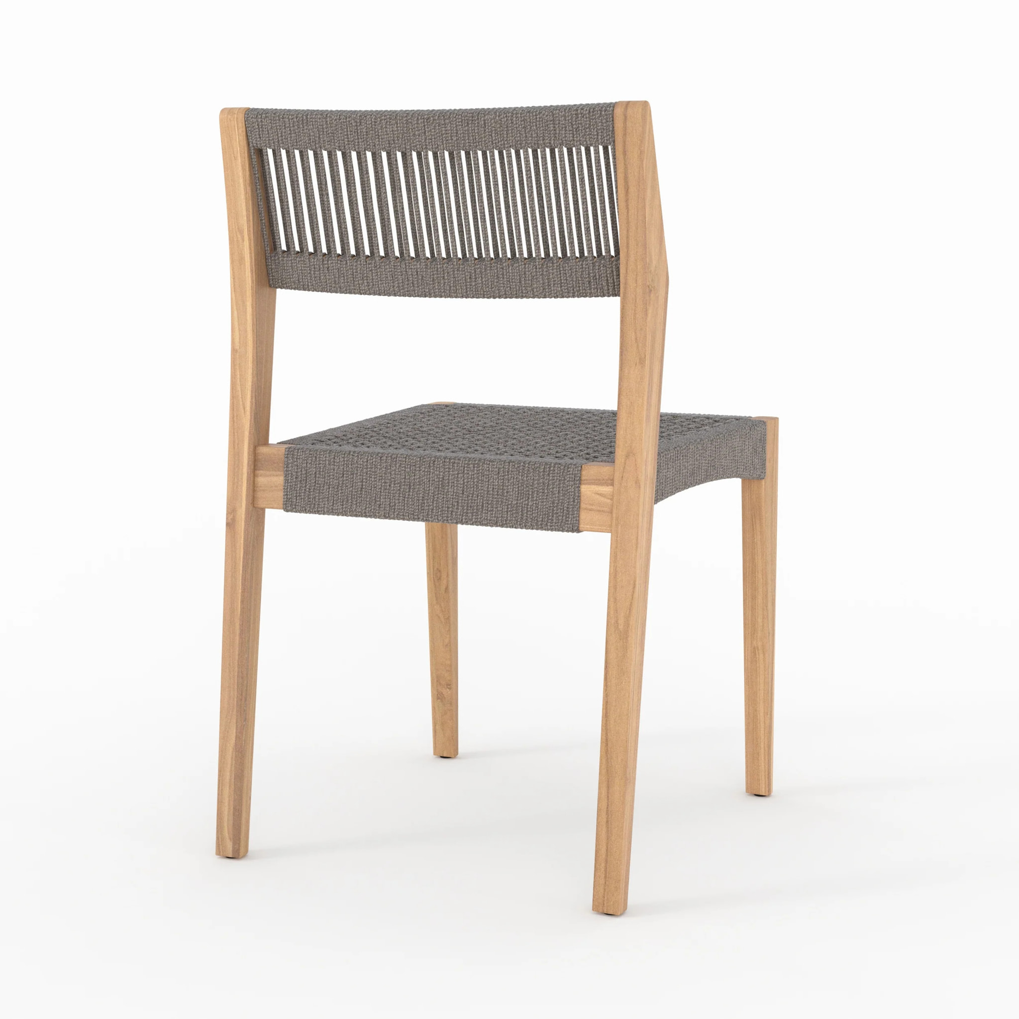 Lot de 2 chaises de jardin en bois de teck recyclé et tissage en corde - Nusa