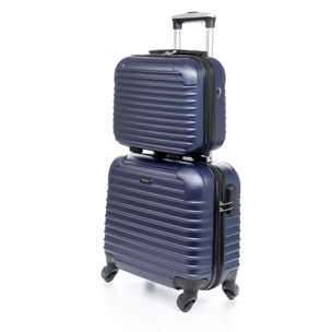 Set trolley e beauty case, in materiale ABS leggero e ad alta resistenza. Blocco numerico, 4 ruote girevoli a 360°.