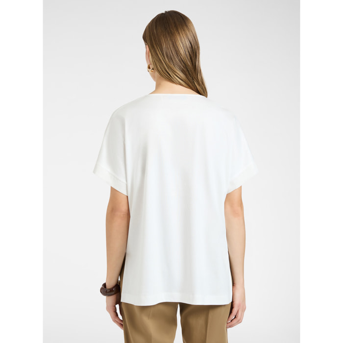 Elena Mirò - T-shirt in lino e cotone - Bianco