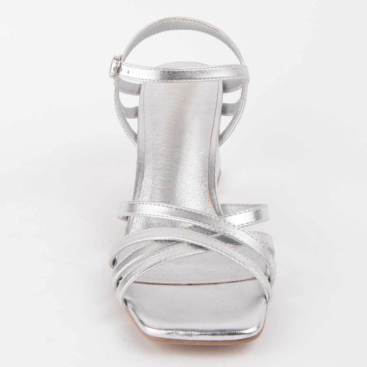 Sandalia De Tacón - Plateado - Altura: 6 Cm