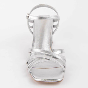 Sandalia De Tacón - Plateado - Altura: 6 Cm