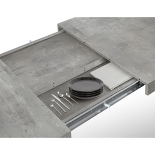 Tavolo allungabile AMALFI in legno effetto grigio cemento e gambe a X antracite, allungabile 160x90 cm - 240x90 cm