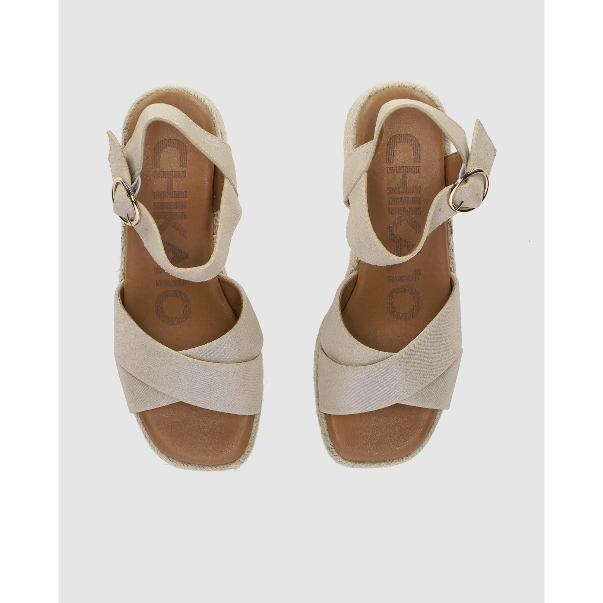 Sandalias de Serraje - Platino - Tacón: 6 cm