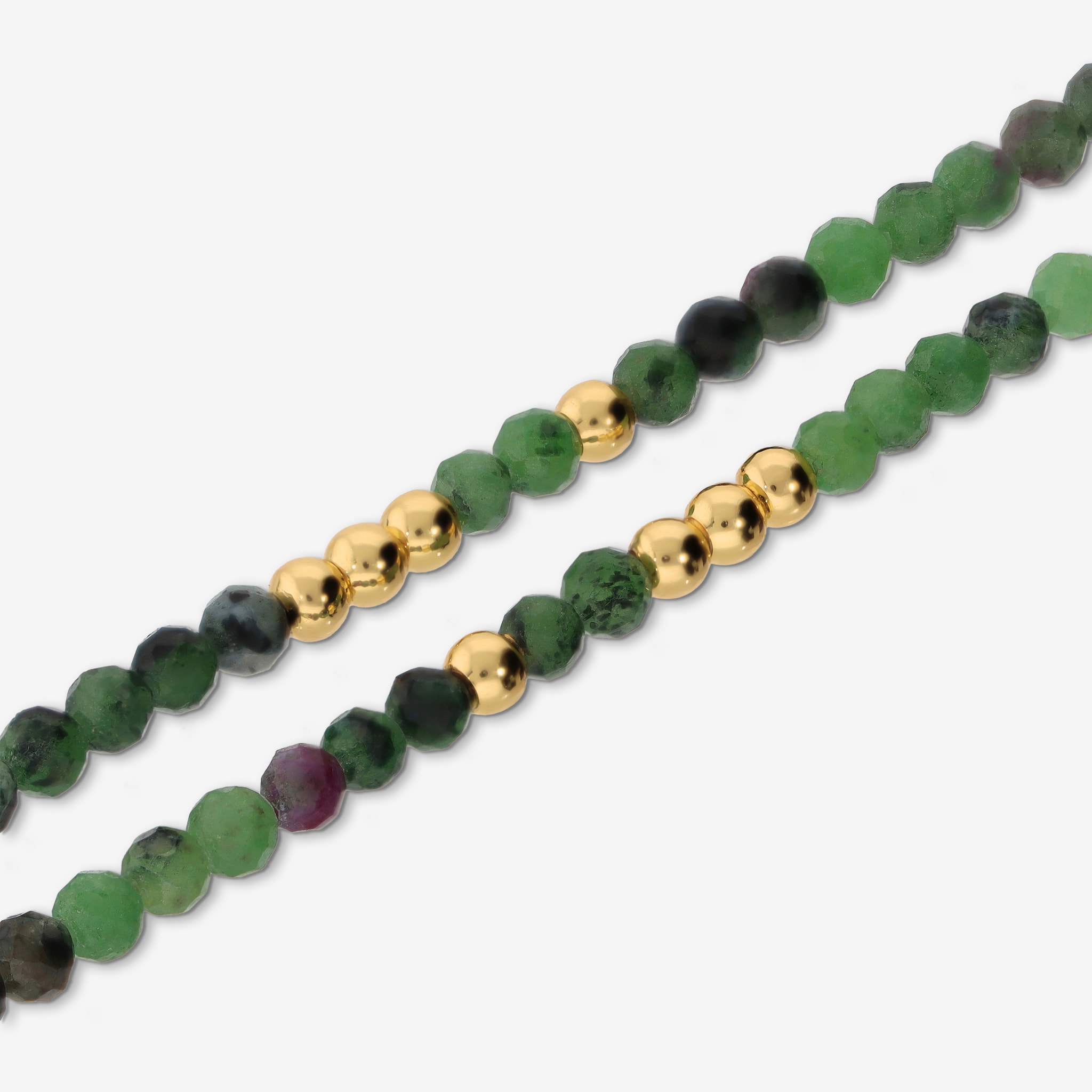 Bracciale Elastico con Morganite Verde e Bead Lucide