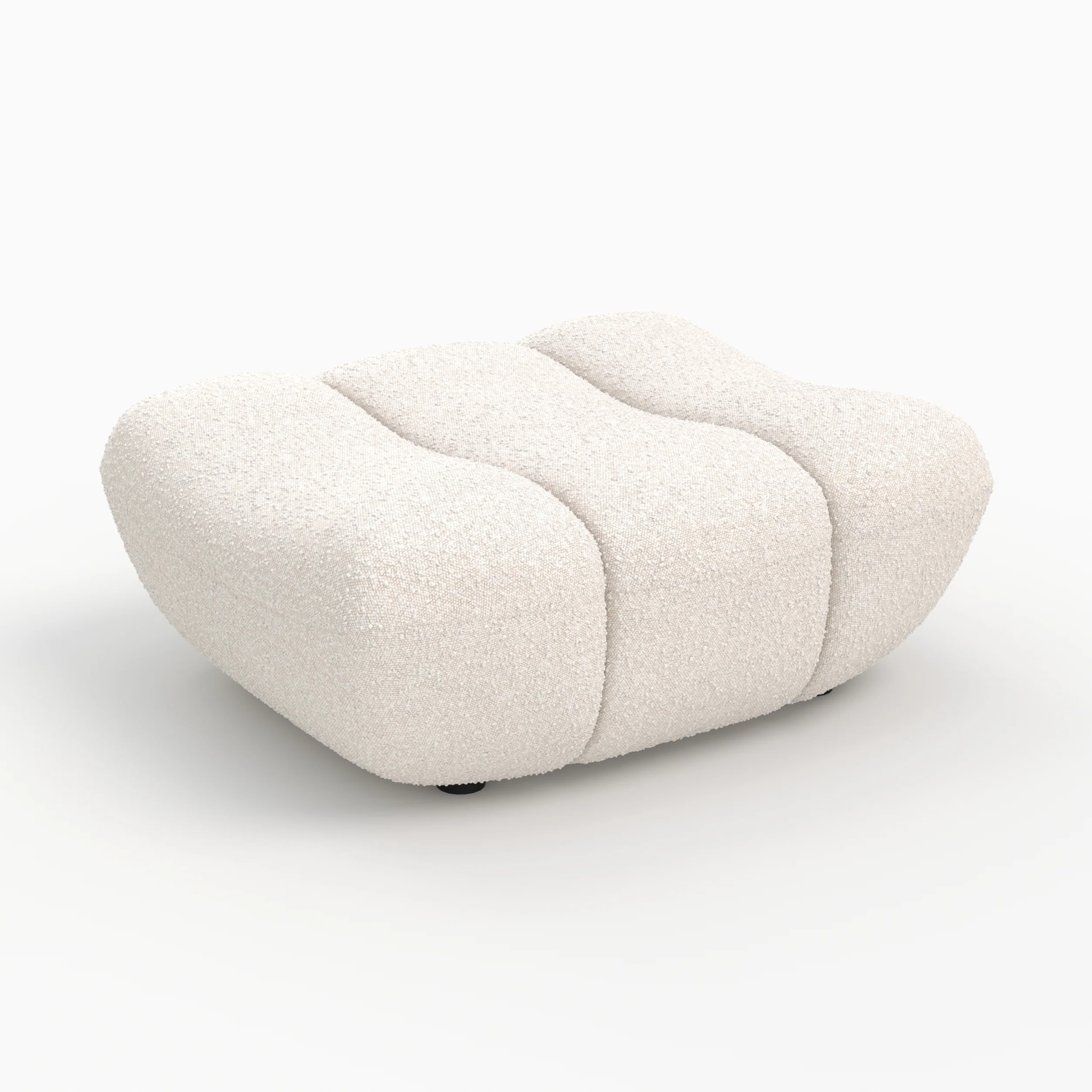Pouf repose-pieds en tissu bouclé blanc - Teddy