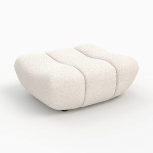 Pouf repose-pieds en tissu bouclé blanc - Teddy