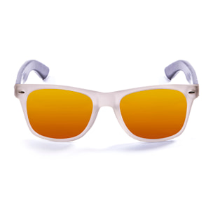 Gafas de sol OCEAN BEACH WOOD - Patilla marrón bambú con montura transparente blanco / Revo roja