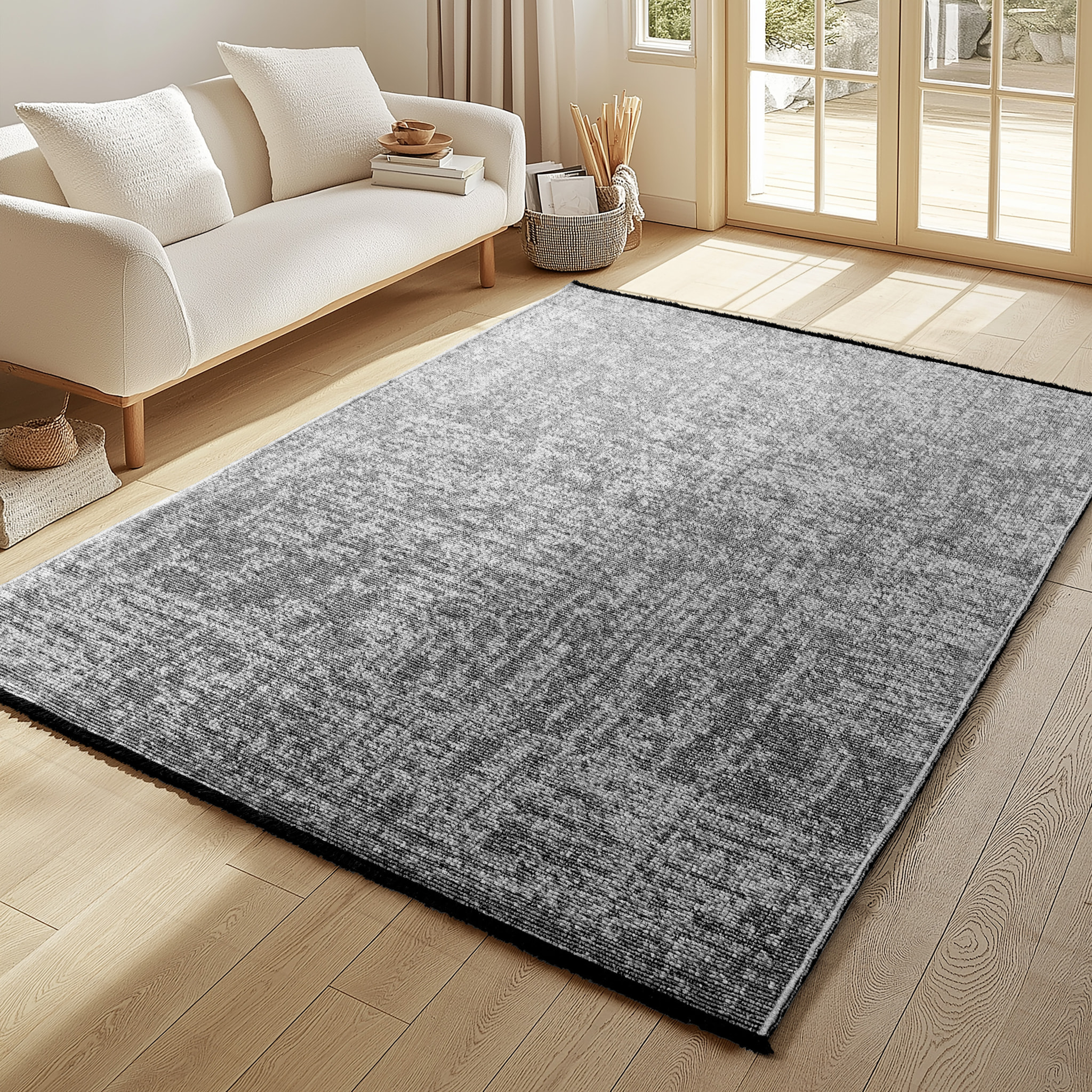MIRA - Tapis de salon gris au design abstrait