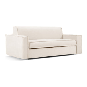 Canapé convertible "Olympe" 3 places en tissu structurel beige clair