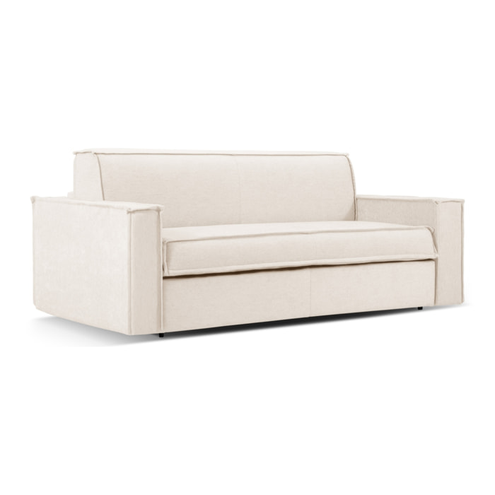 Canapé convertible "Olympe" 3 places en tissu structurel beige clair